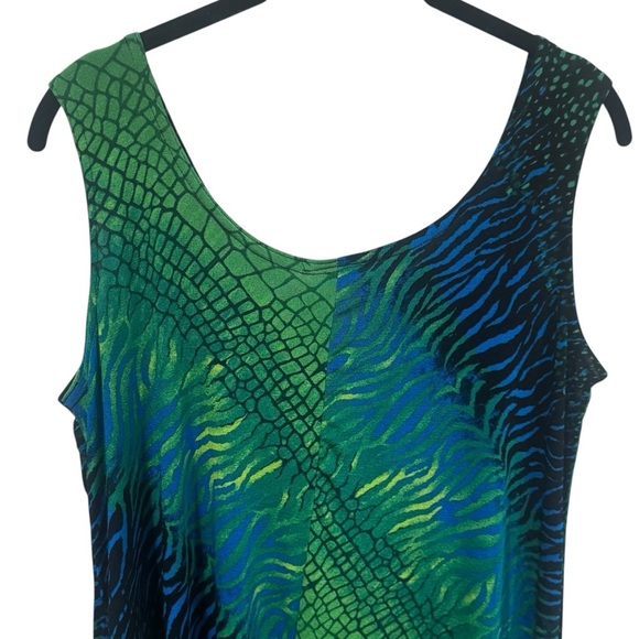 Vintage Y2K Jostar Green and Blue Snakeprint Mini Dress Jersey Knit Size M/L - Picture 6 of 10
